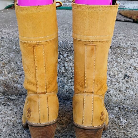 Women's Timberland Lace-Up Block-Heel Boots Size 8W - Picture 7 of 13